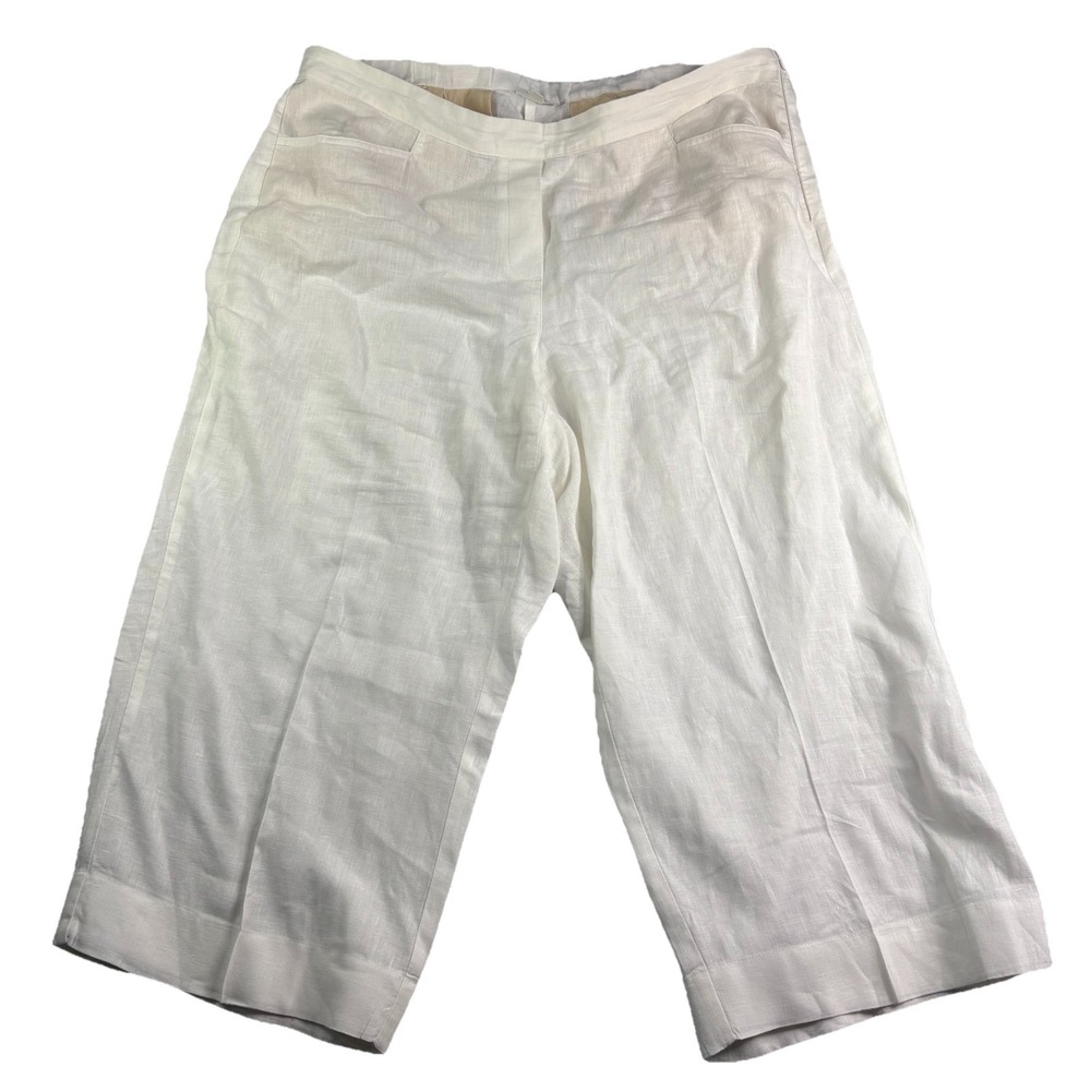 J Jill Love Linen Wide Leg Pants Women's 2XL White Bogo Coastal Side Zip EUC